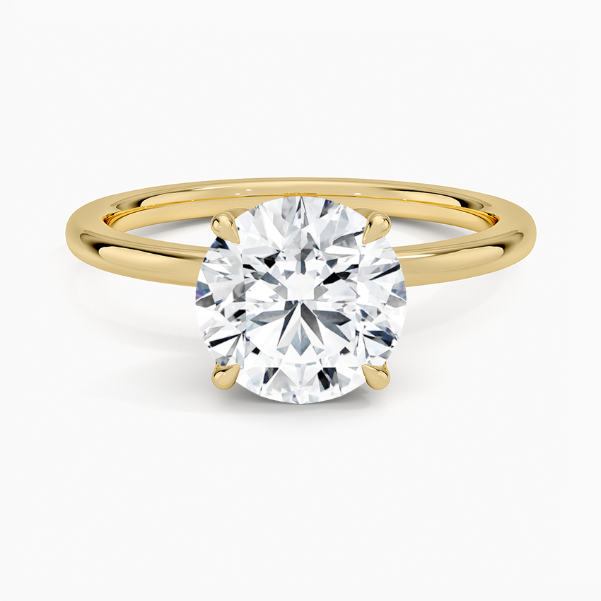 Round Cut Solitaire Engagement Ring, 4 Prong Diamond Ring, Minimalist Gold Ring