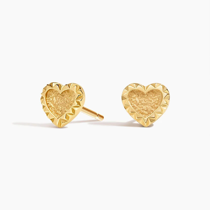 Minimalist Heart Stud Earrings, Textured Heart Earrings, Tiny Gold Heart Studs