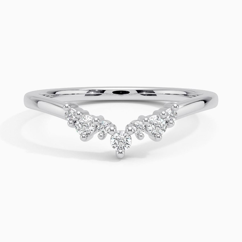 V-Shaped Diamond Ring, Chevron Diamond Wedding Band, Stackable Curved Ring