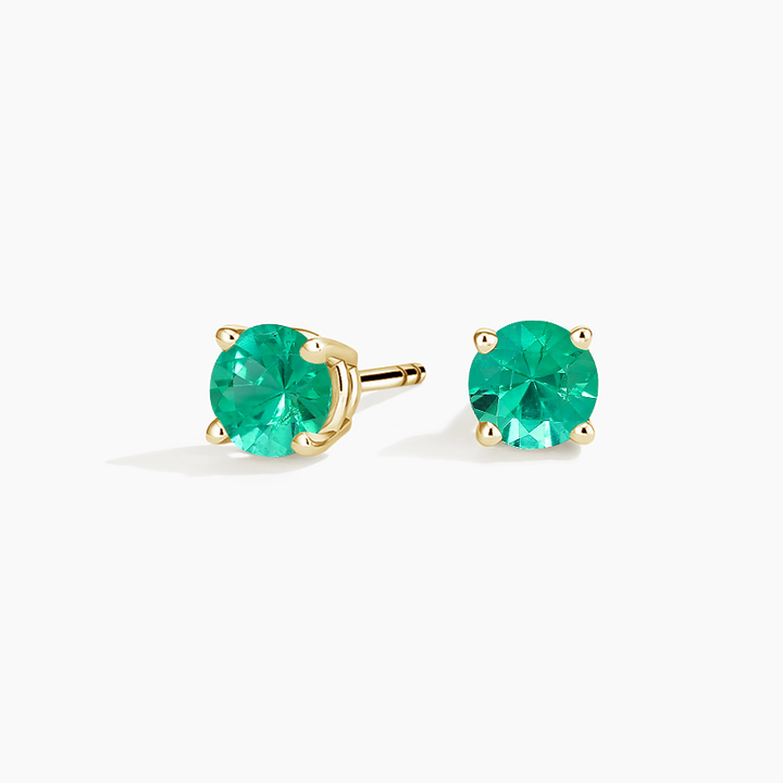 Emerald Solitaire Stud Earrings