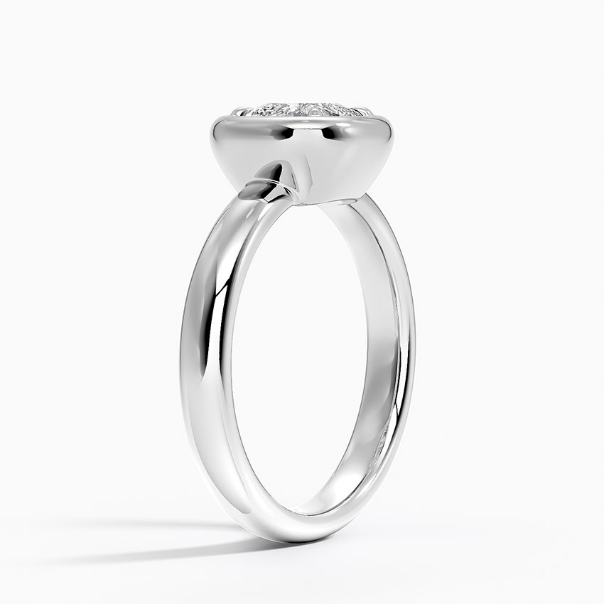 Cushion Cut Bezel Set Diamond Engagement Ring, Minimalist Solitaire Ring