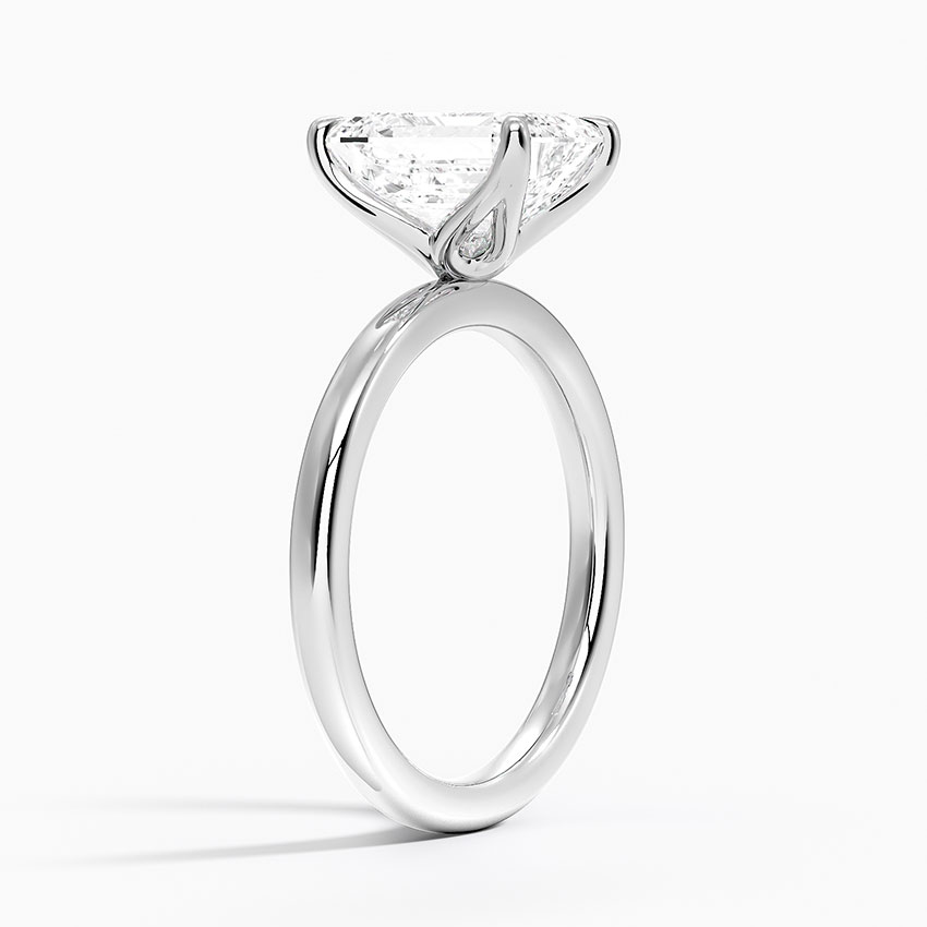 merald Cut Moissanite Engagement Ring, Solitaire 4 Prong Ring, Minimalist Gold Promise Ring
