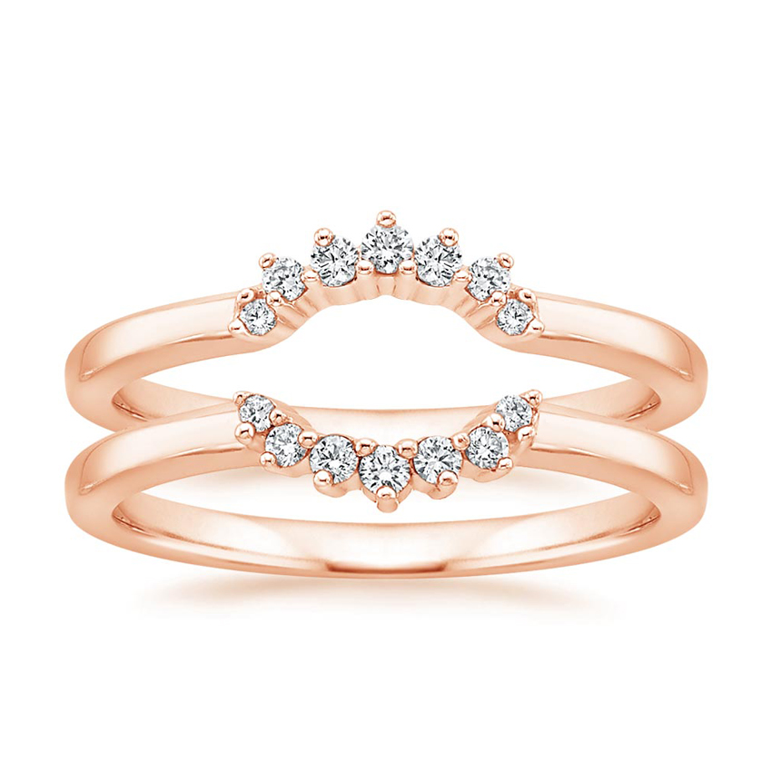 Curved Diamond Ring, Double Crown Wedding Band, Minimalist Stacking Ring
