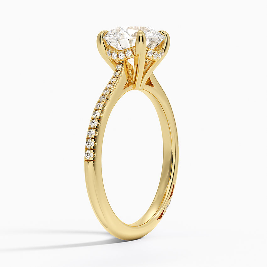 Classic Round Cut Solitaire Diamond Engagement Ring with Pavé Band