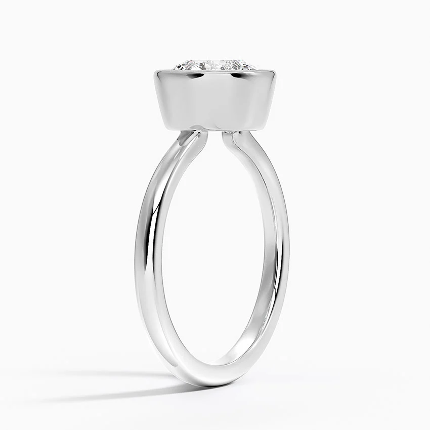 Round Cut Bezel Set Solitaire Diamond Ring, Minimalist Engagement Ring, Modern Bridal Jewelry