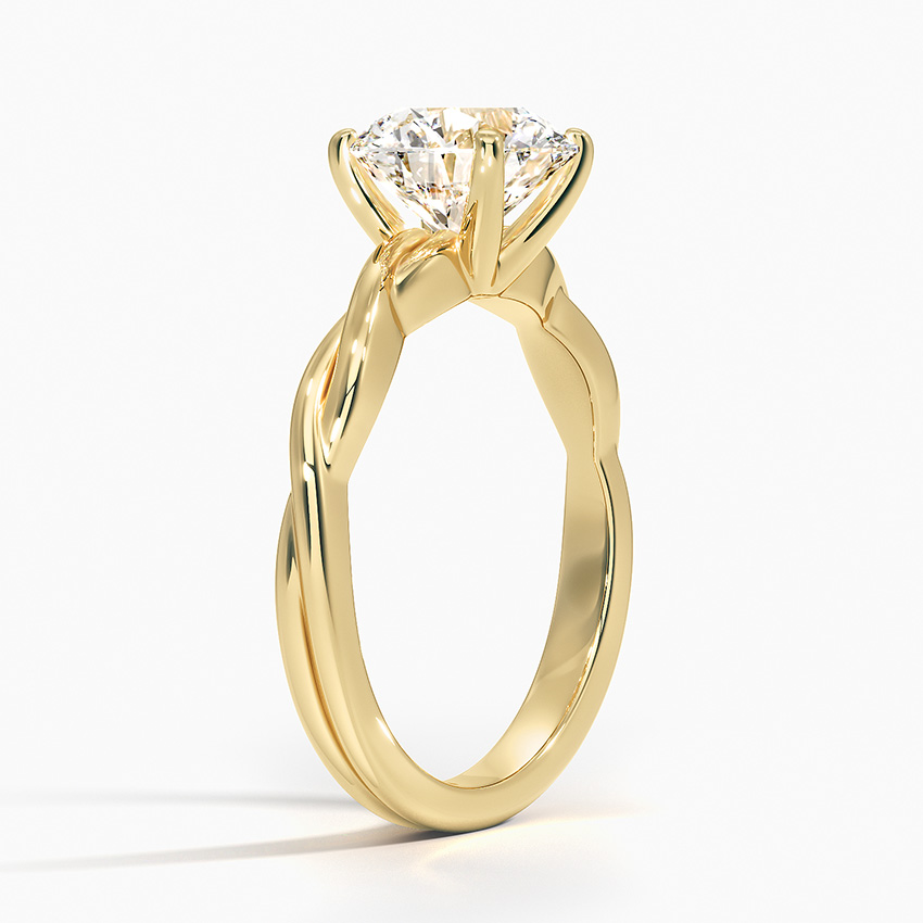 Twisted Band Round Cut Moissanite Engagement Ring, Solitaire Diamond Ring, Unique Infinity Shank Ring