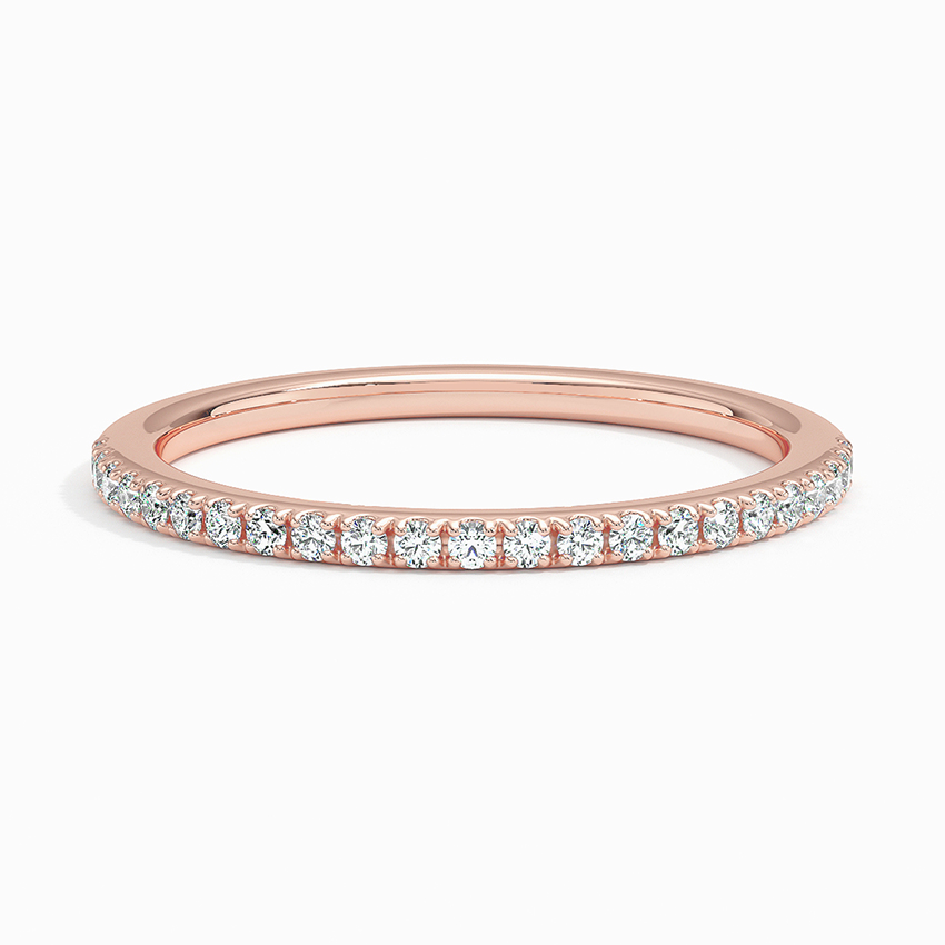 Minimalist Diamond Eternity Band Ring, Thin Stackable Wedding Band, Anniversary Gift