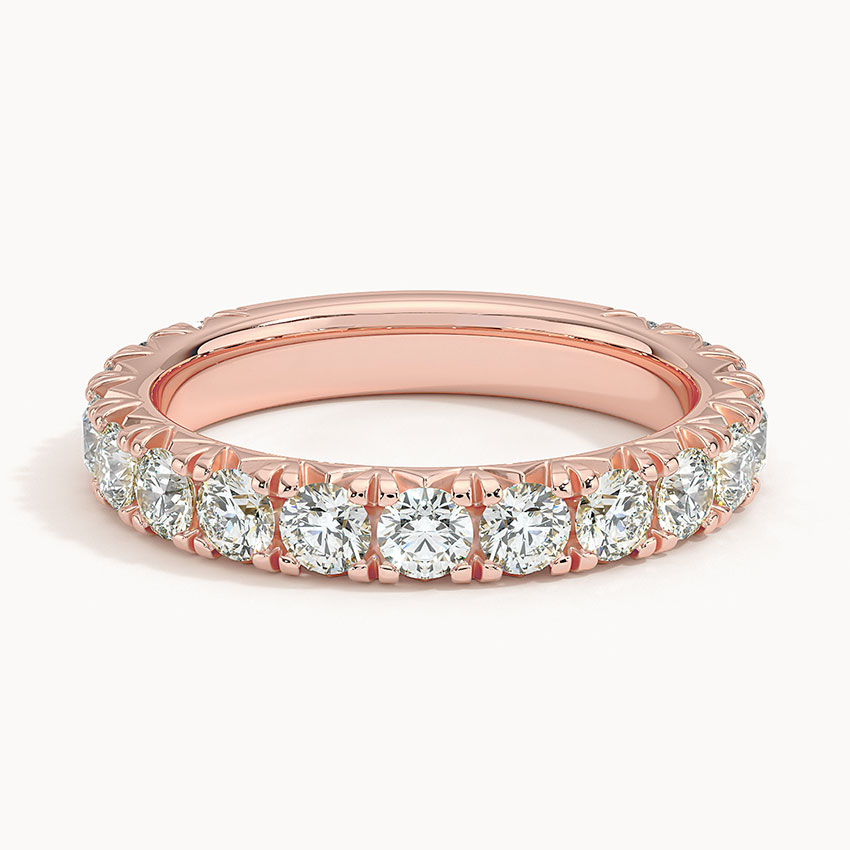 Round Cut Diamond Eternity Band Ring, Full Eternity Wedding Band, Solid Gold Stackable Ring