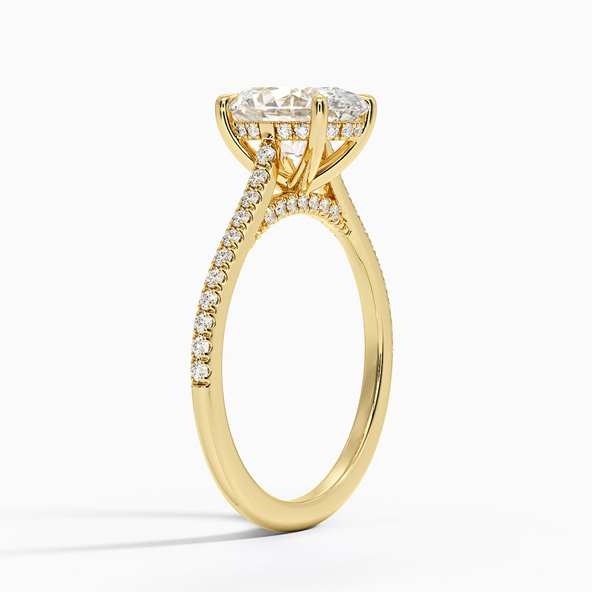 Oval Cut Moissanite Engagement Ring, Pavé Diamond Band Ring, Bridal Promise Ring