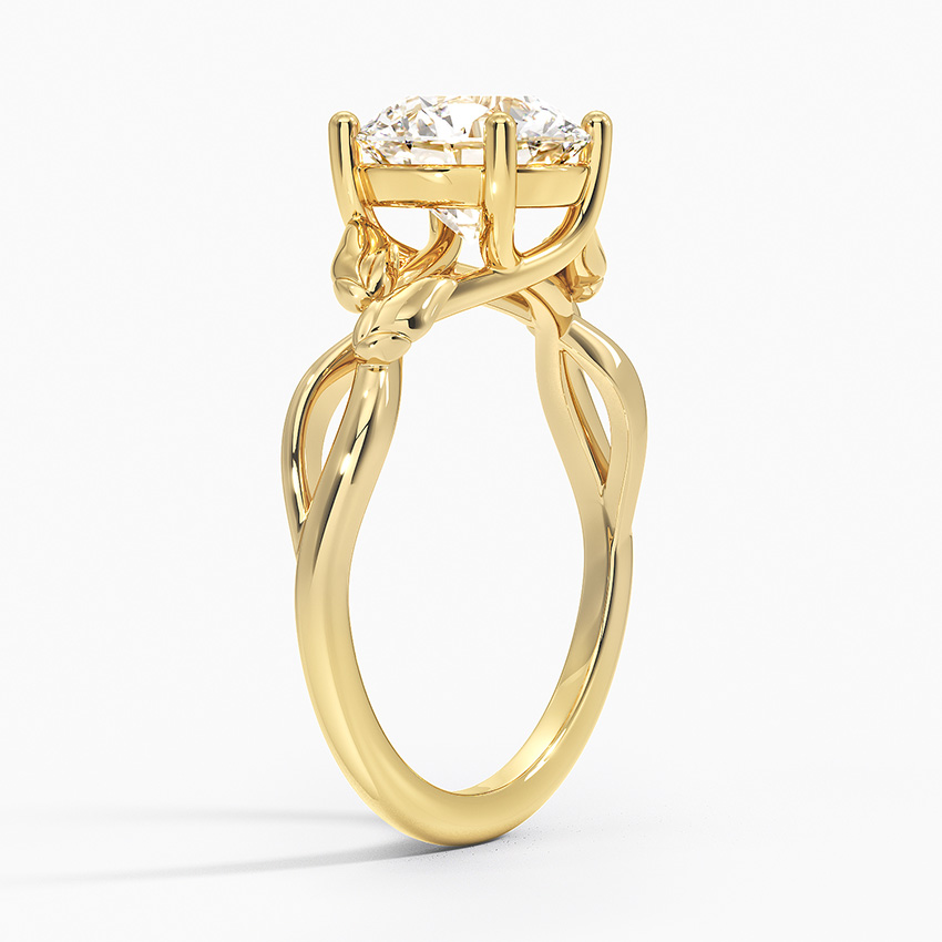 Nature-Inspired Moissanite Engagement Ring, Round Cut Solitaire Leaf Vine Ring, Unique Floral Promise Ring