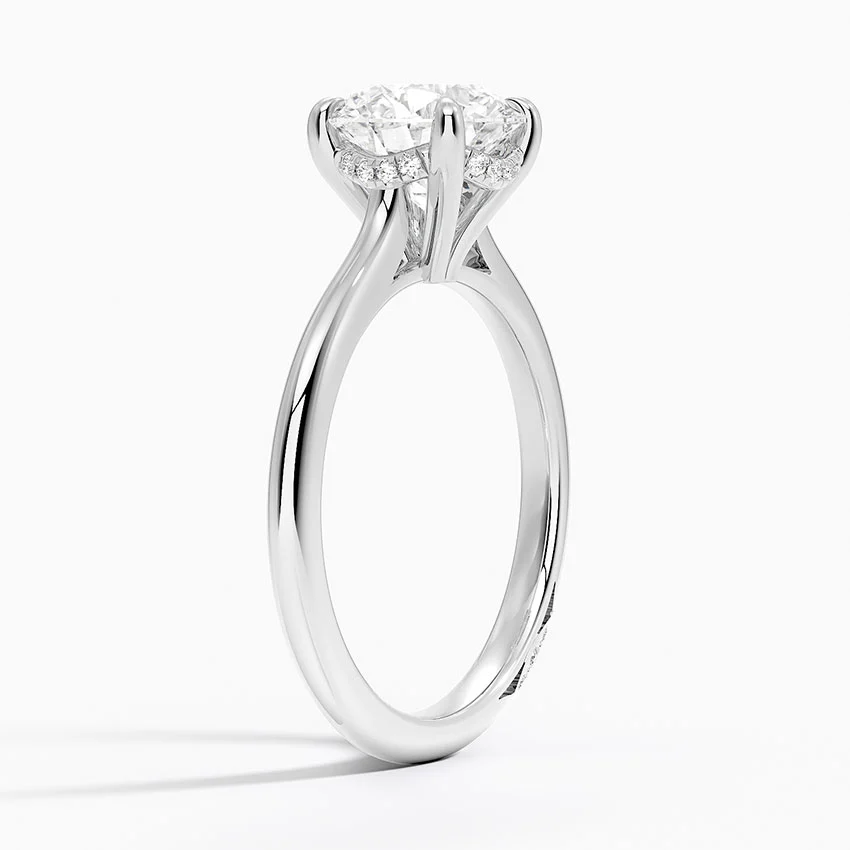 Round Brilliant Cut Solitaire Diamond Engagement Ring, 4 Prong Classic Setting, Minimalist Wedding Ring