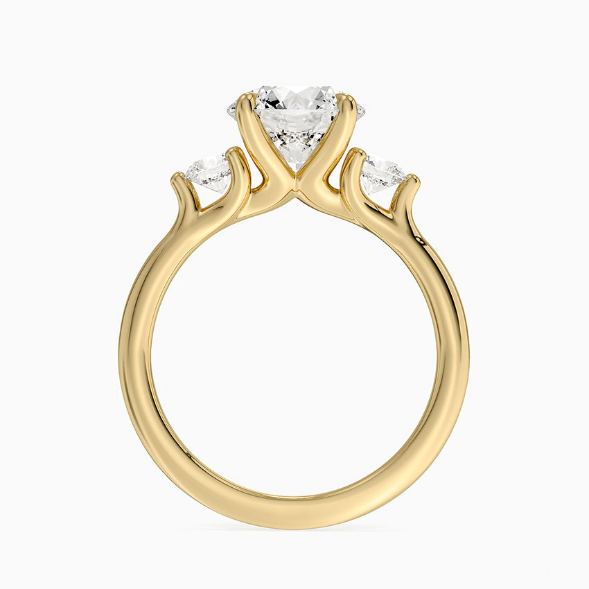 Round Cut 3 Stone Diamond Engagement Ring, Classic Trilogy Ring, Solid Gold Promise Ring