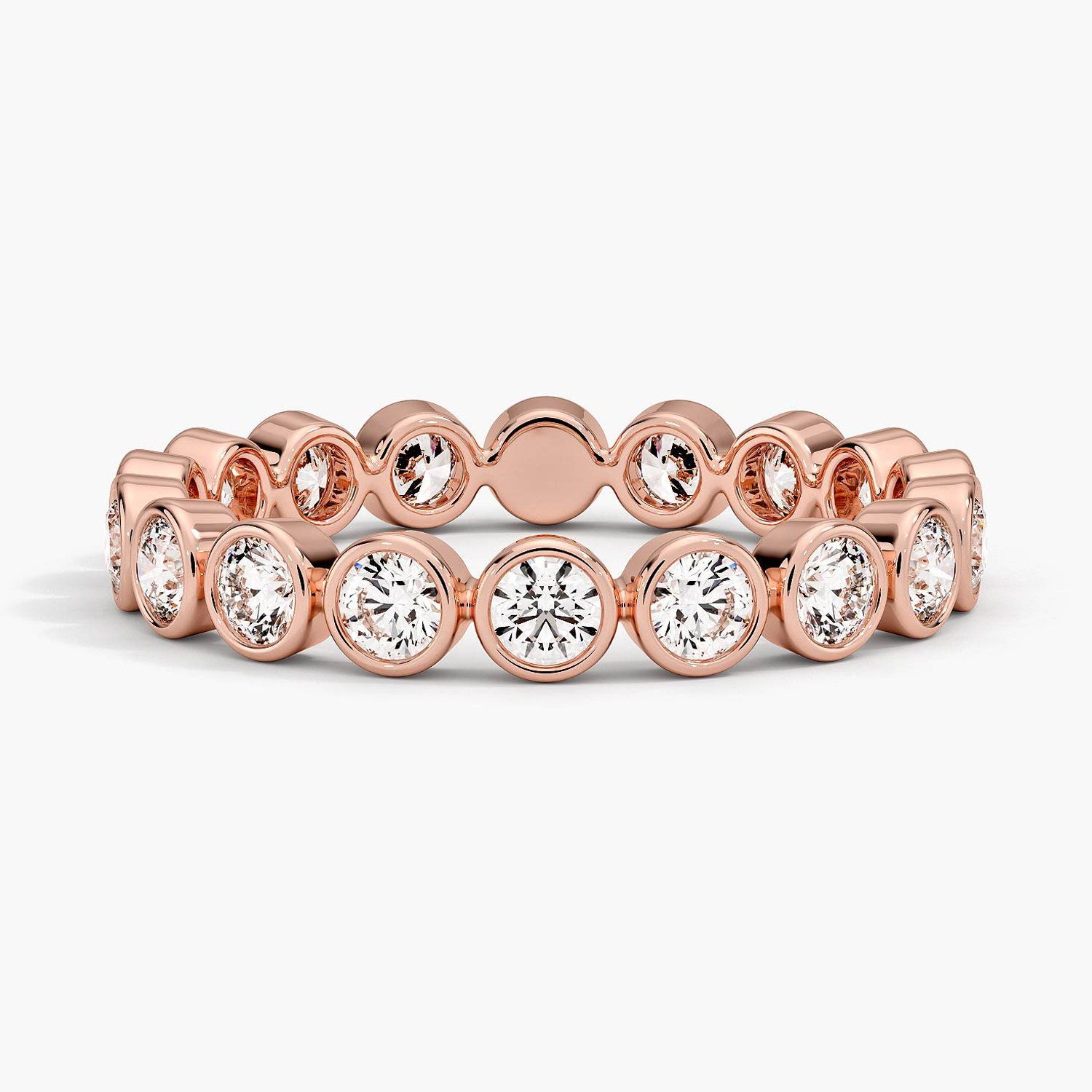 Round Cut Bezel Set Diamond Eternity Band, Full Eternity Wedding Ring, Minimalist Stackable Anniversary Ring