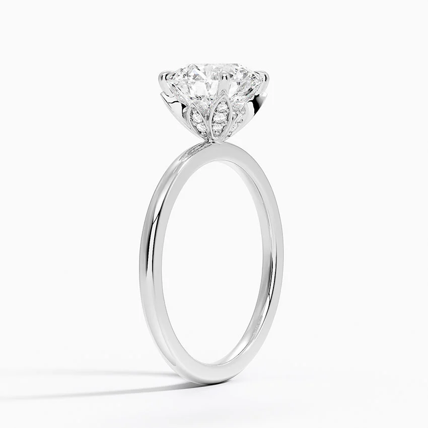 Round Cut Solitaire Engagement Ring, 4 Prong Diamond Ring, Minimalist Gold Ring