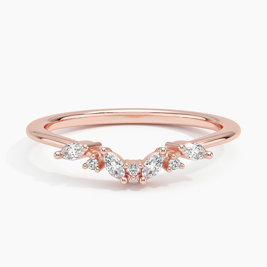 Marquise Diamond V Ring, Chevron Diamond Band, Minimalist Gold Ring, Dainty Wedding Band