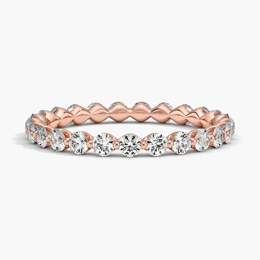 Round Diamond Half Eternity Band, Twisted Rope Wedding Ring, Minimalist Stackable Anniversary Band