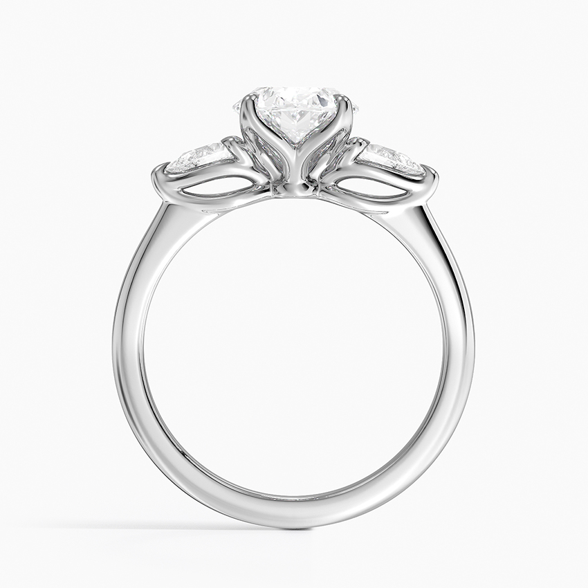 Oval Cut Diamond Three Stone Engagement Ring, Marquise Side Stones, Solid Gold Ring