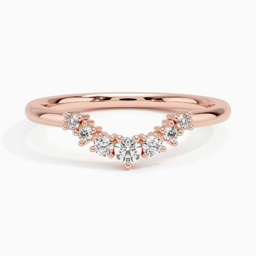 V Shape Diamond Ring, Curved Wedding Band, Minimalist Diamond Chevron Ring