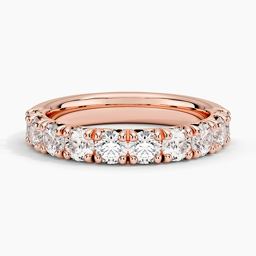 Round Cut Diamond Eternity Band Ring, Half Eternity Diamond Ring, Anniversary Gift for Her