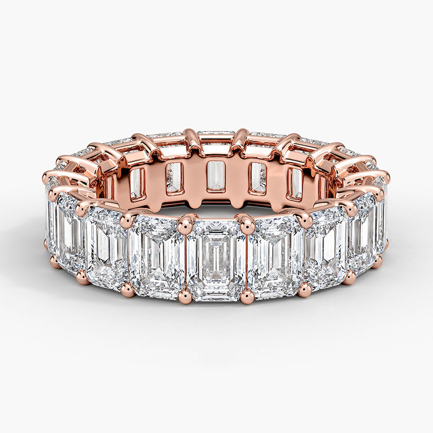 Emerald Cut Diamond Eternity Band Ring, Full Eternity Wedding Band, Luxury Anniversary Ring for Women