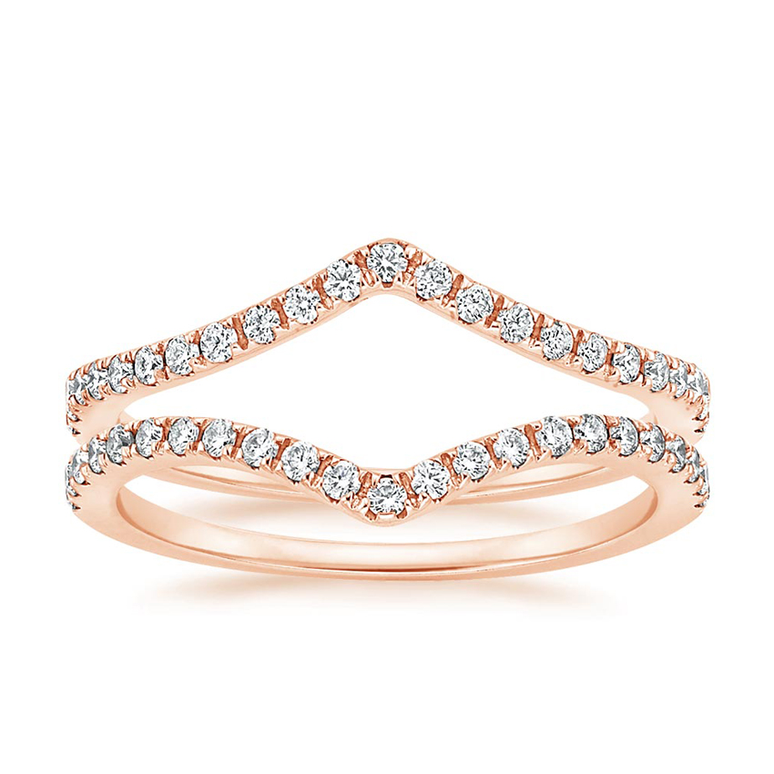 V Shape Diamond Ring Set, Chevron Wedding Band, Stackable Diamond Ring
