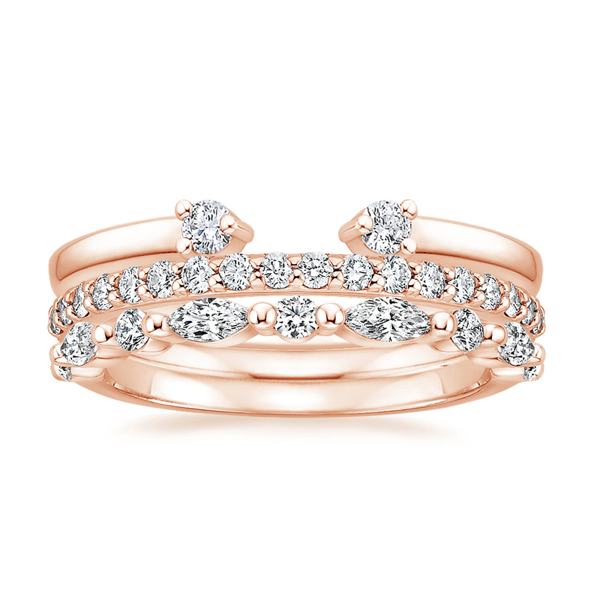Curved Diamond Wedding Band Set, Stackable Diamond Rings, Minimalist Bridal Ring