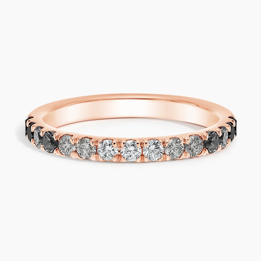 Natural Diamond Half Eternity Ring, Gold Wedding Band, Minimalist Stackable Ring