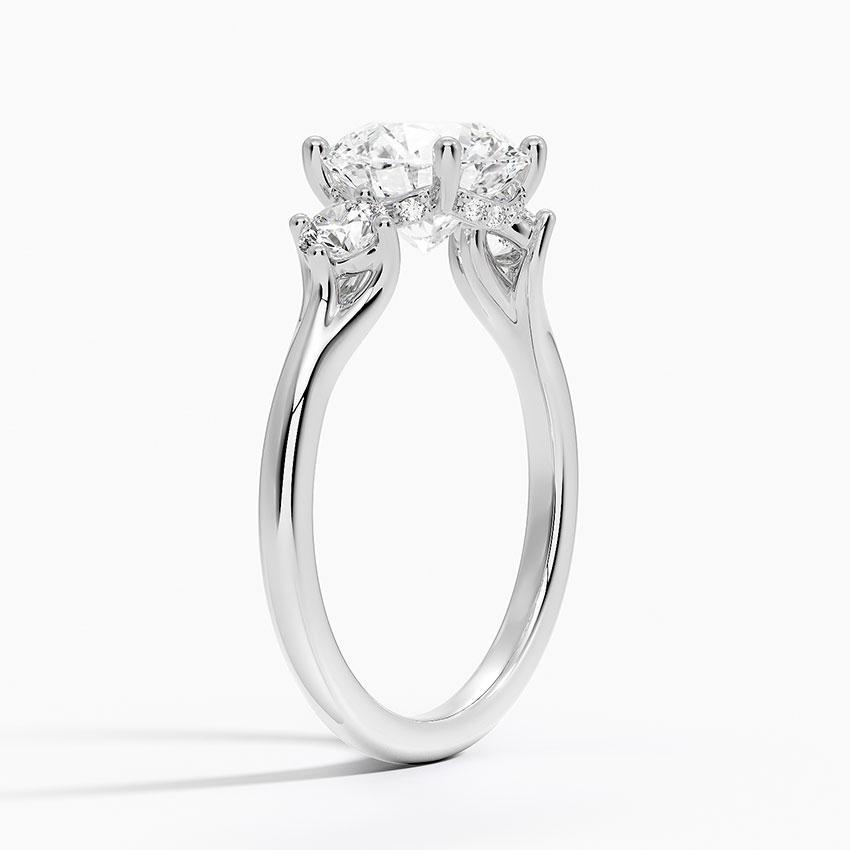 Three Stone Round Cut Diamond Engagement Ring, 3 Stone Diamond Ring, Minimal Bridal Ring