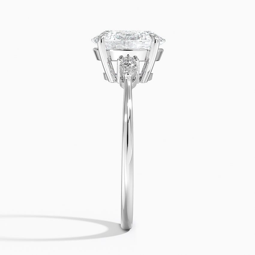 Oval Cut Diamond Engagement Ring, Minimal Three Stone Ring, Tapered Side Diamond Ring