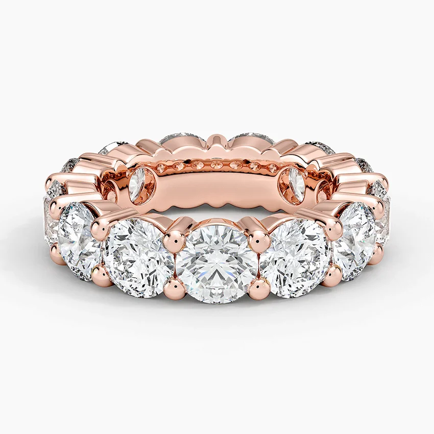 Round Cut Diamond Eternity Band, Full Eternity Wedding Ring, Solid Gold Stackable Ring