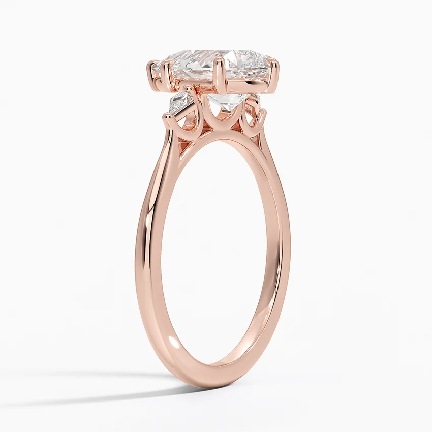 Pear Cut Diamond Engagement Ring, 3 Stone Minimalist Ring, Elegant Bridal Ring