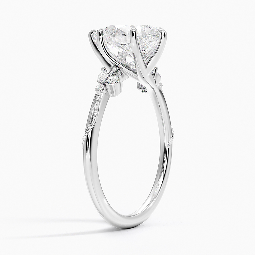 Pear Cut Moissanite Engagement Ring, Floral Cluster Diamond Ring, Vintage Inspired Solitaire Ring
