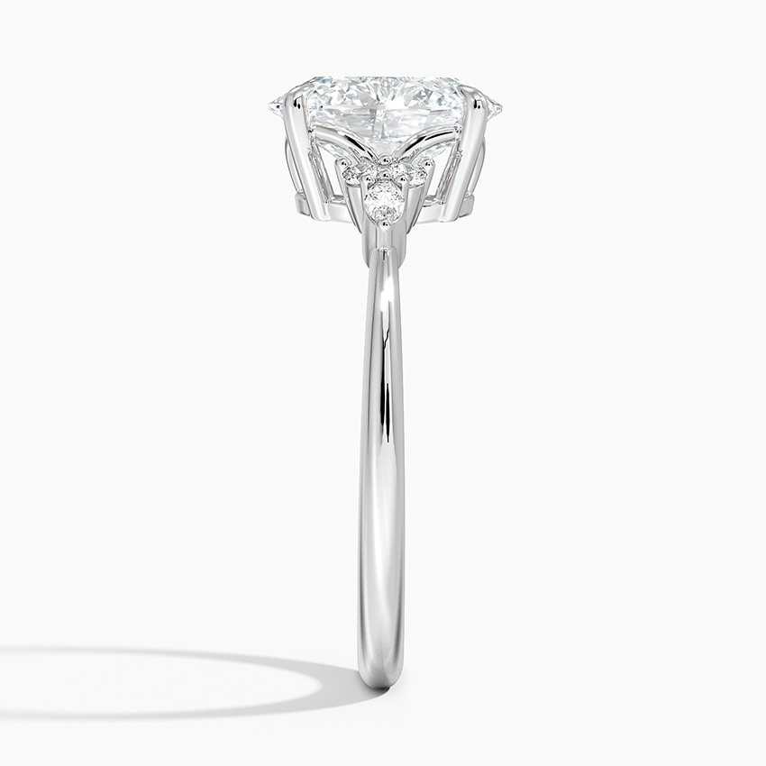 Oval Cut Moissanite Engagement Ring, Marquise Side Stone Diamond Ring