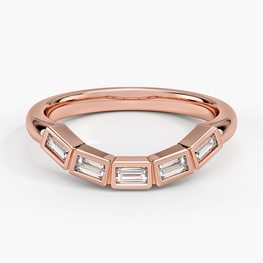 Baguette Diamond Band Ring, Bezel Set Diamond Ring, Minimalist Wedding Band