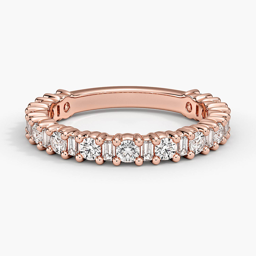 Round & Baguette Diamond Eternity Band, Full Eternity Ring, Wedding Band