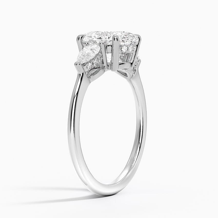 Oval Cut Diamond Engagement Ring, 3 Stone Pear Side Diamond Ring, Solid Gold Promise RingOval Cut Diamond Engagement Ring, 3 Stone Pear Side Diamond Ring, Solid Gold Promise Ring