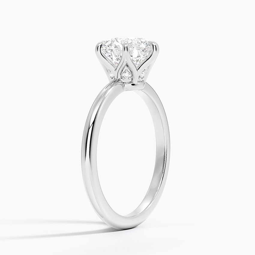 Round Cut Solitaire Engagement Ring, 6 Prong Diamond Ring, Classic Minimalist Bridal Ring