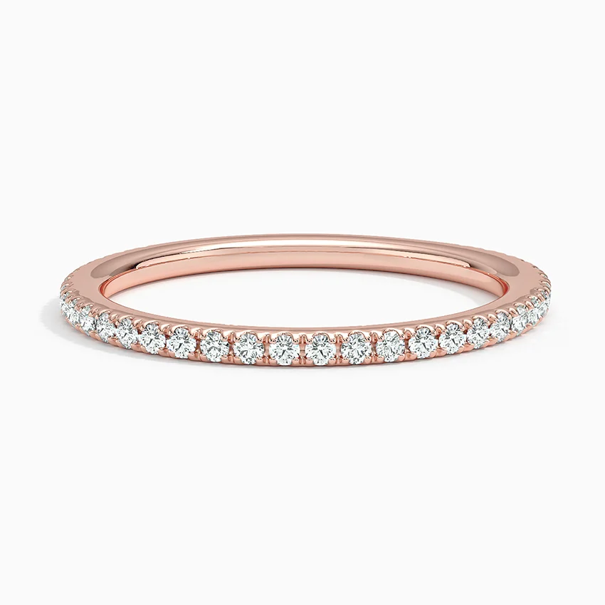 Minimalist Diamond Wedding Band, Half Eternity Ring, Dainty Diamond Band