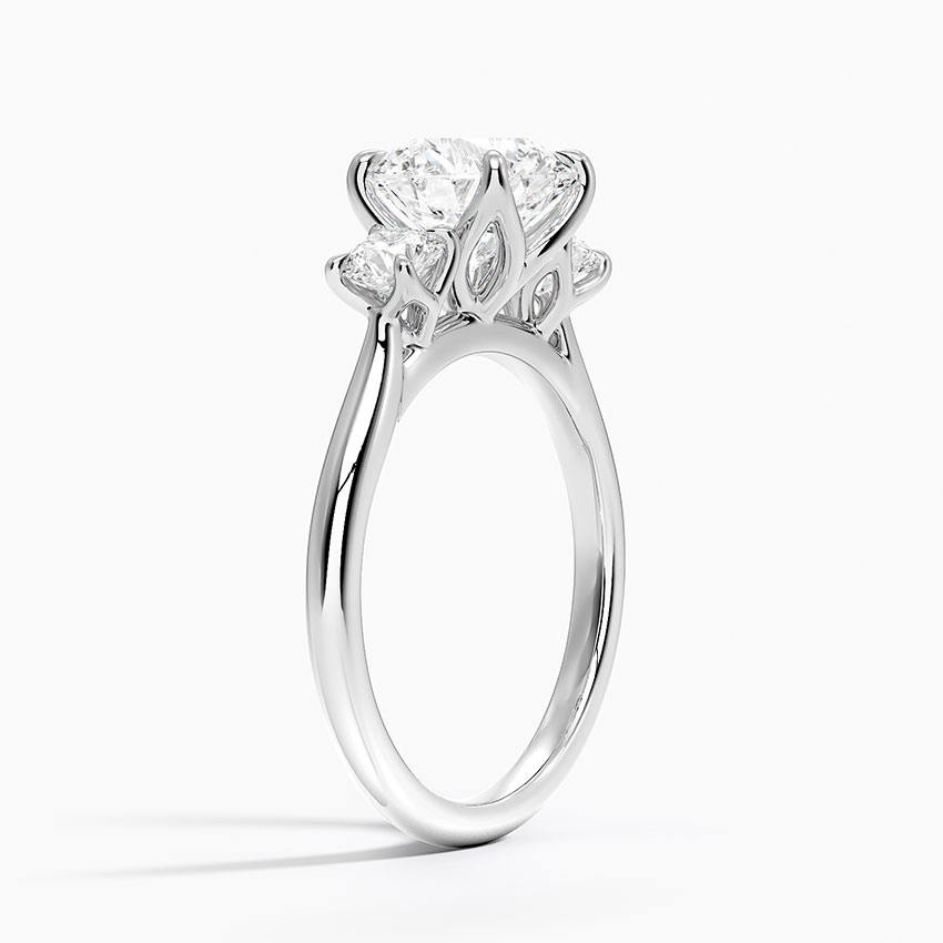 Three Stone Round Diamond Engagement Ring, Classic Trilogy Ring, Anniversary Gift for Her