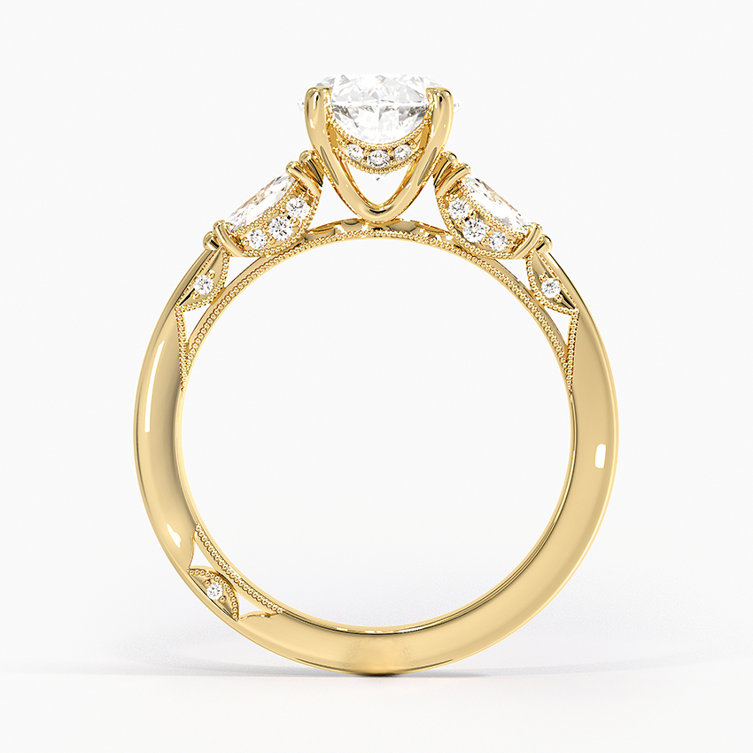 Oval Cut Diamond Engagement Ring, Three Stone Ring, Marquise Side Diamond Ring