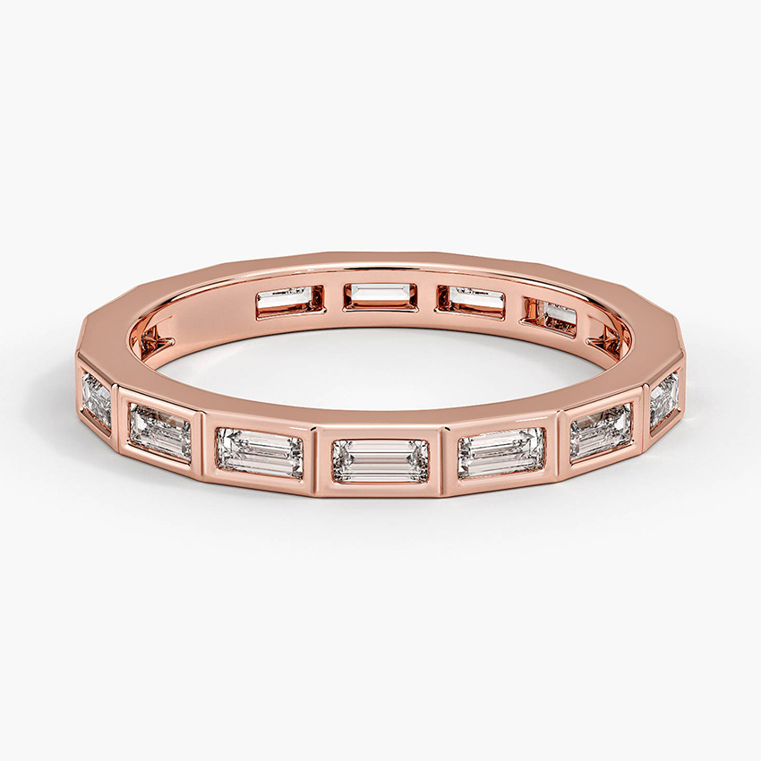 Baguette Diamond Eternity Band Ring, Minimalist Wedding Band, Anniversary Gift for Women