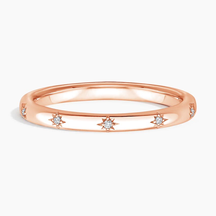 Star Set Diamond Band Ring, Minimalist Celestial Diamond Ring, Dainty Stackable Ring (Copy)