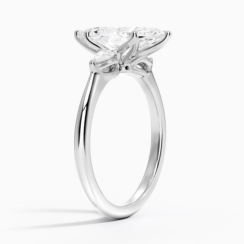 Marquise Cut Diamond Engagement Ring, 3 Stone Marquise Ring, Solid Gold Ring
