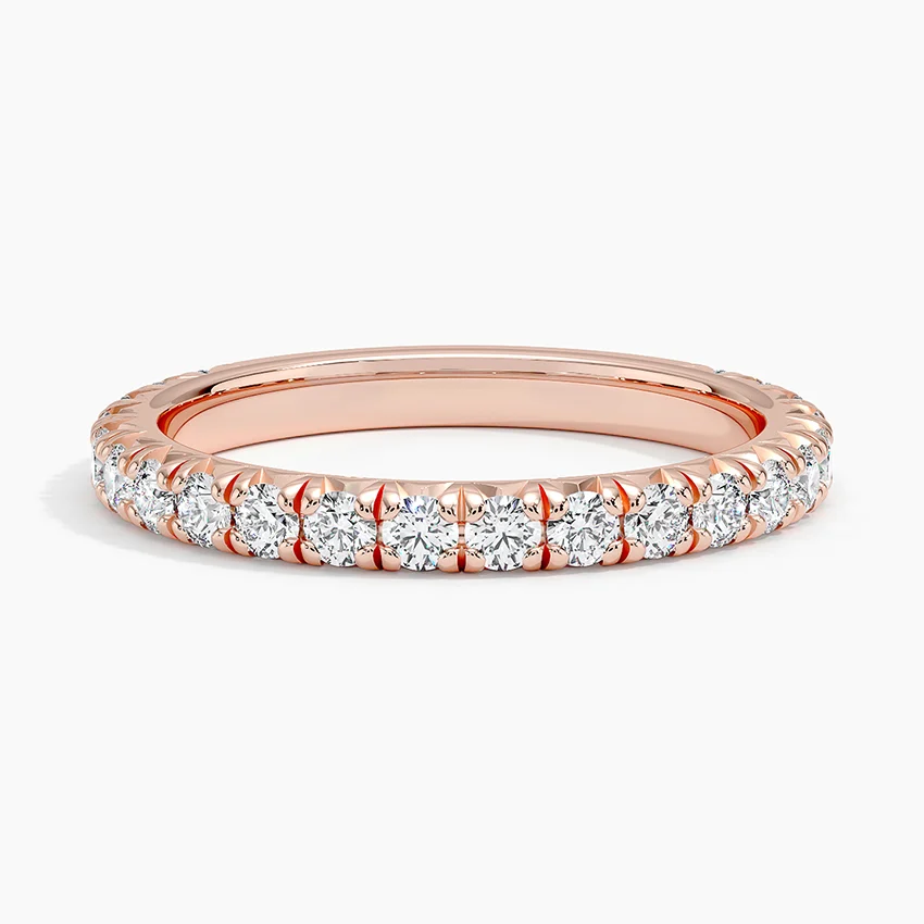 Minimalist Diamond Wedding Band, Half Eternity Ring, Gold Diamond Band