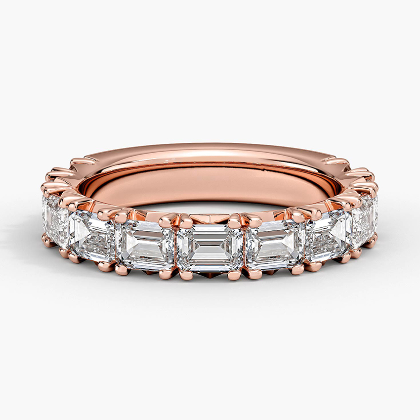 Emerald Cut Diamond Eternity Band Ring, Full Eternity Wedding Band, Baguette Diamond Ring