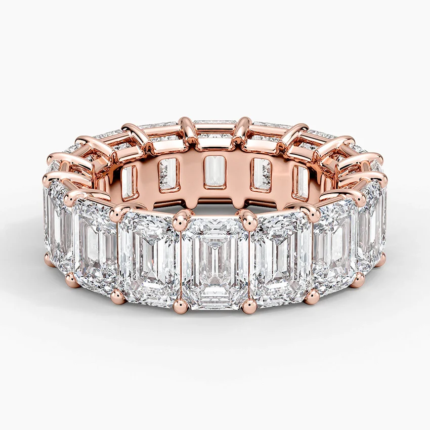 Emerald Cut Diamond Eternity Band Ring, Full Eternity Wedding Band, Baguette Diamond Ring