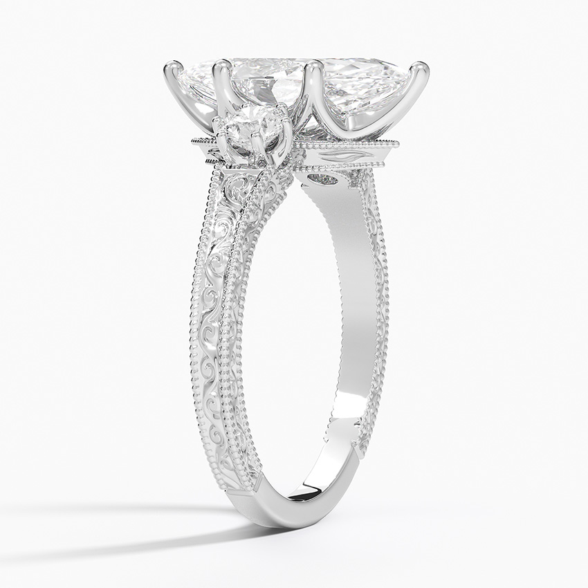 Marquise Cut Diamond Engagement Ring, Vintage Three Stone Ring, Solid Gold Promise Ring