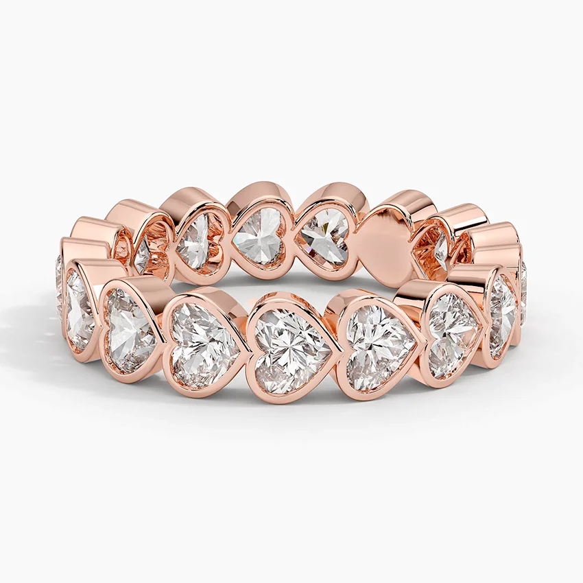 Heart Shape Diamond Eternity Band Ring, Full Eternity Wedding Band, Pear Cut Diamond Ring