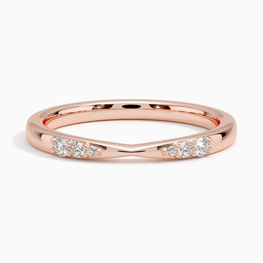 V-Shaped Diamond Wedding Band, Chevron Diamond Ring, Curved Stacking Ring