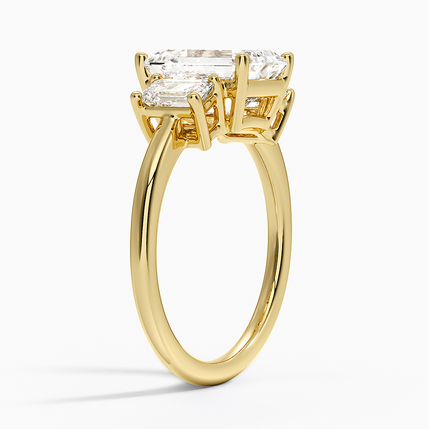 Emerald Cut Diamond Three Stone Engagement Ring, 3 Stone Emerald Cut Ring, Minimalist Luxury Bridal Ring